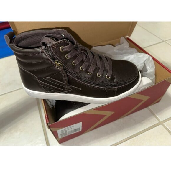 NEW Billy Footwear Mens Ten9 Adaptive Hi-Top Zip Leather Sneakers Size 8 M KF267